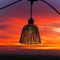 Abat-jour "Patio" en osier PVC marron pour guirlande guinguette