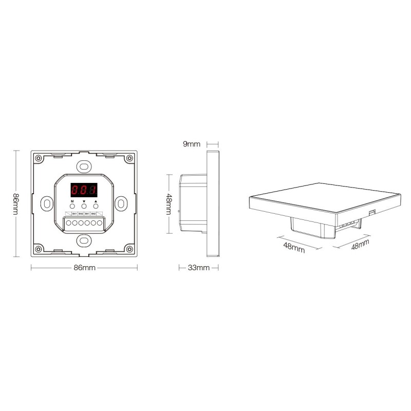 Télécommande murale DALI dimmer 4 zones - MiBoxer DP1S