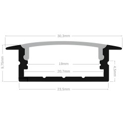 Profilé aluminium encastrable pour ruban LED - Diffuseur givré - E18 - CRAFT