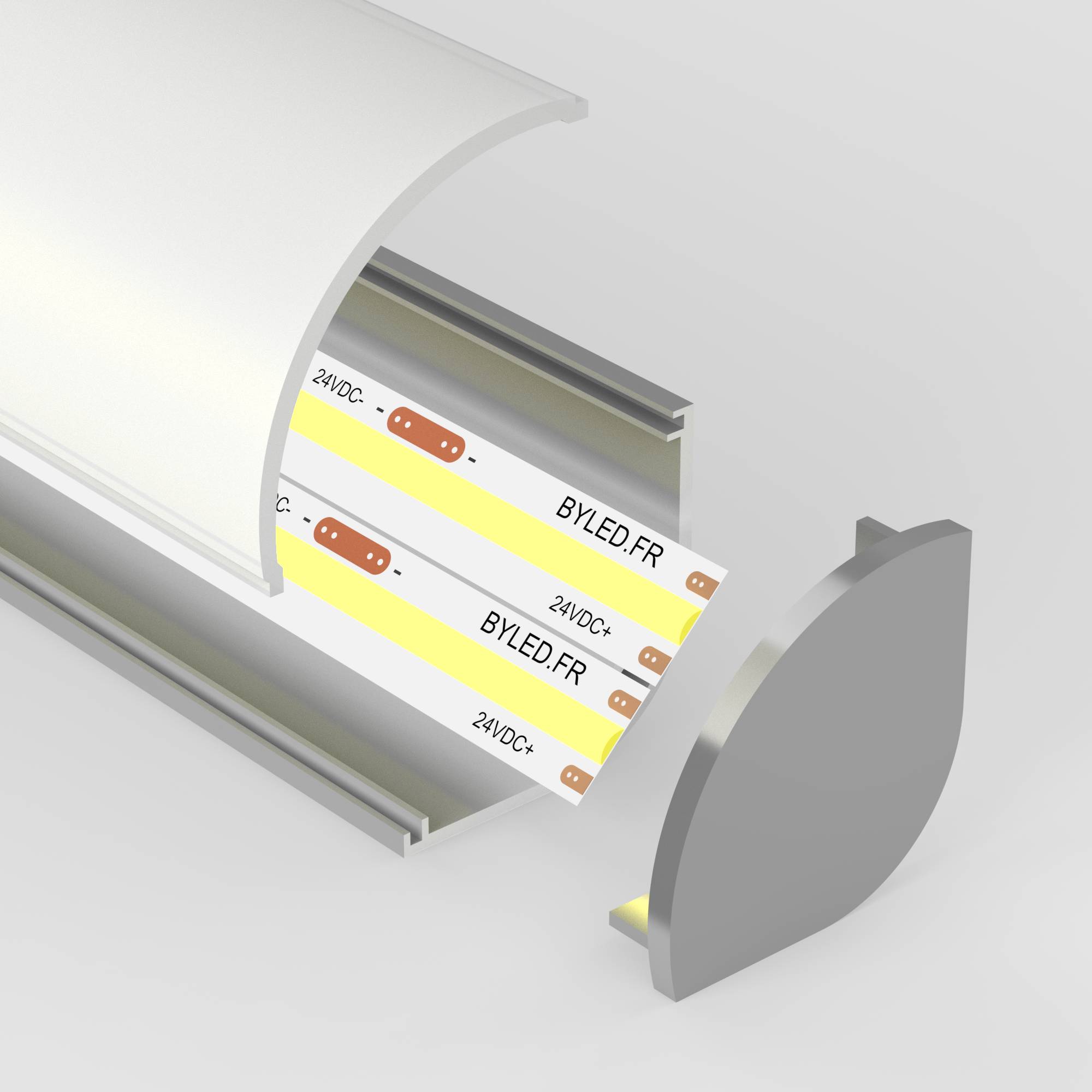 TRANSPARENT - Profile aluminium LED 100 cm EINBAU GROSS + Couvercle  transparent pour bande LED