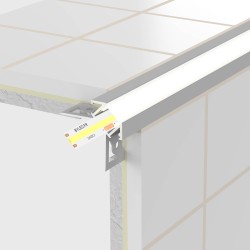 Profilé aluminium encastrable à carreler pour ruban LED - Diffuseur givré - E24 - CRAFT