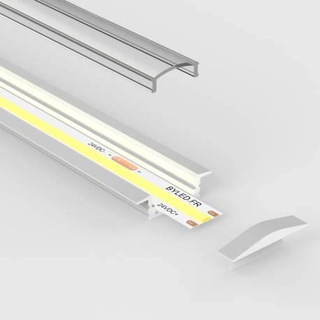 Profilé aluminium blanc encastrable pour ruban LED
