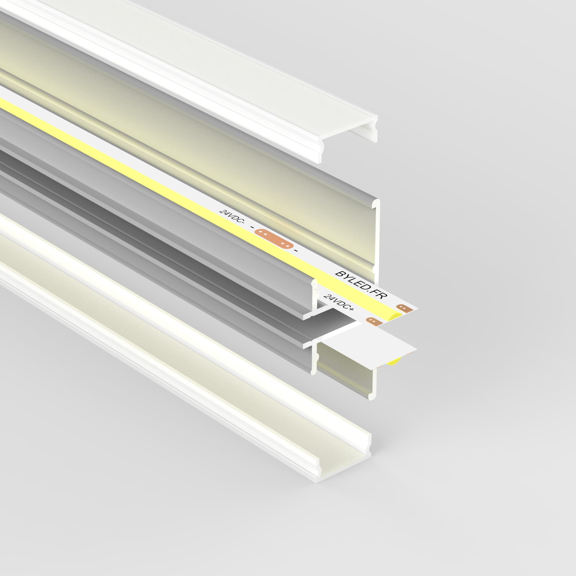 Profilé LED aluminium corniche 2 directions - Diffuseur givré - ®