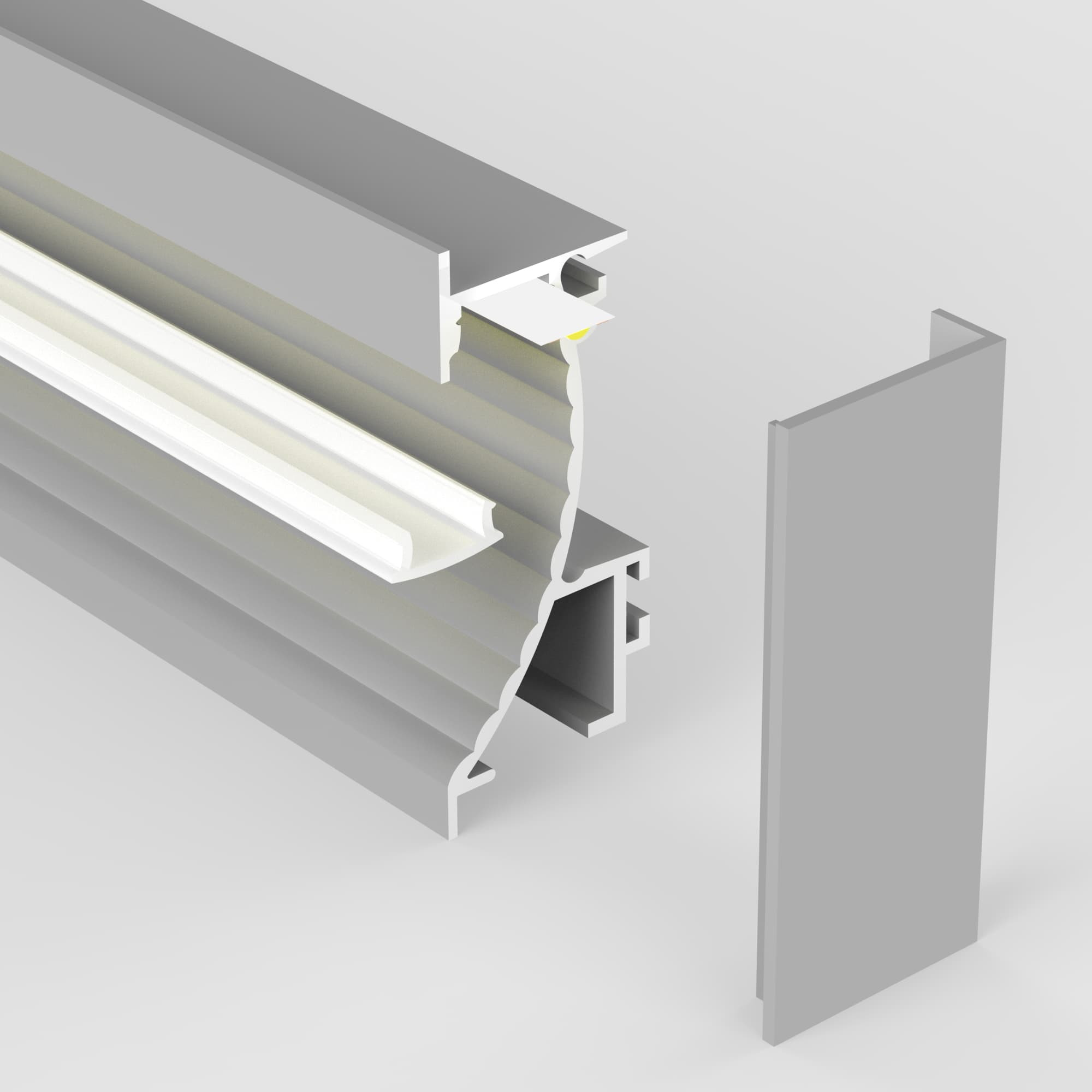 Profilé Aluminium pour Bande LED - Encastrer - Cache Semi-Mat - 2 m -  BPS170702