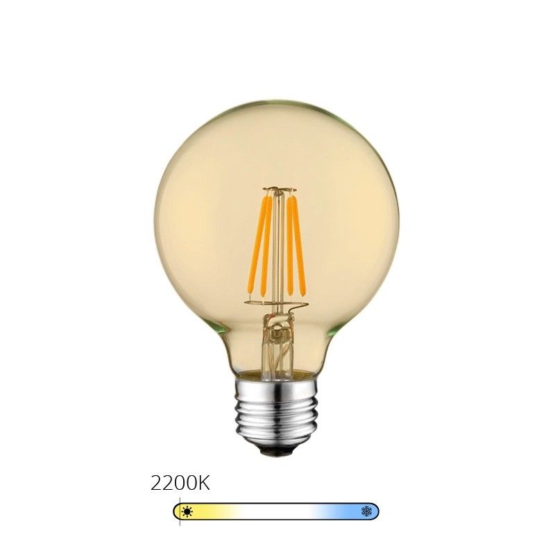 Pack de 20 ampoules LED E27 à filament - Ambrée – 6W - Dimmable - G80 -  ®