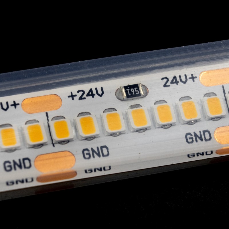 Ruban LED Haute densité (120 lm/w) - 13W/m - IP68 - Blanc - 420 LED/m - 2216+ - 5m -24V
