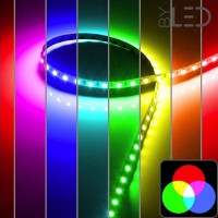 Ruban LED vendu au mètre - 14,4 W/m - IP68 - RGB multicolore - 60 LED/m - 24V