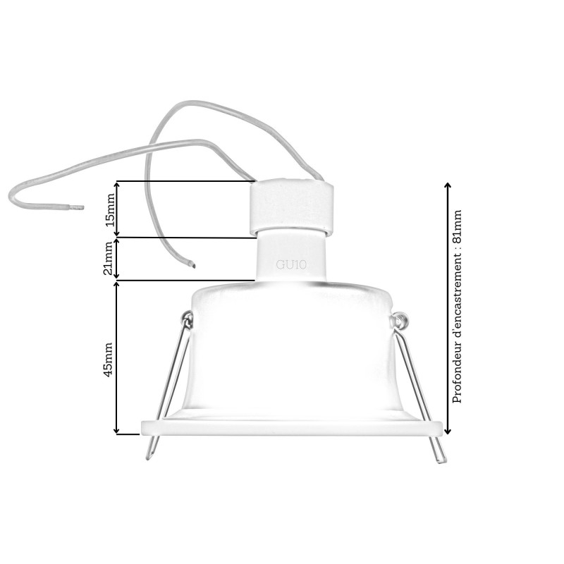 Spot encastrable IP20 pour LED GU10 - DEEEP carré - Blanc mat