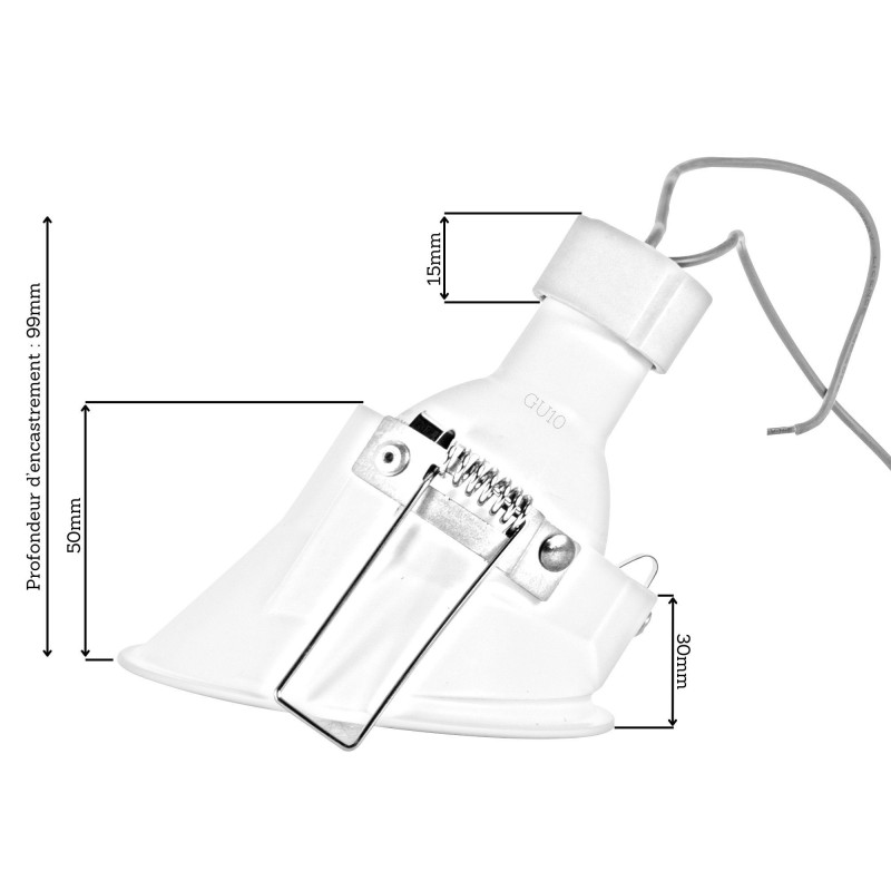 Spot encastrable anti-éblouissement asymétrique IP20 -  GU10 - Noir - AtlasA