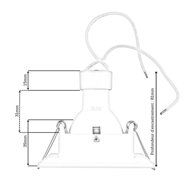 Spot encastrable IP65 – BBC – pour LED GU10 – carré – blanc