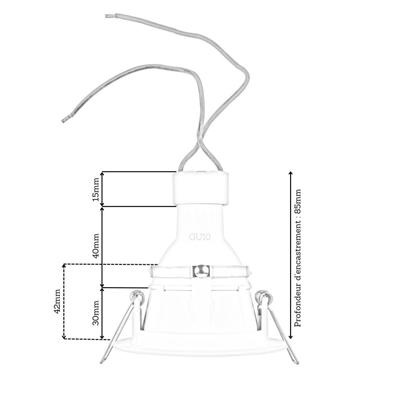 Spot encastrable anti-éblouissement nickel satiné IP20 pour LED GU10 – DEEEN