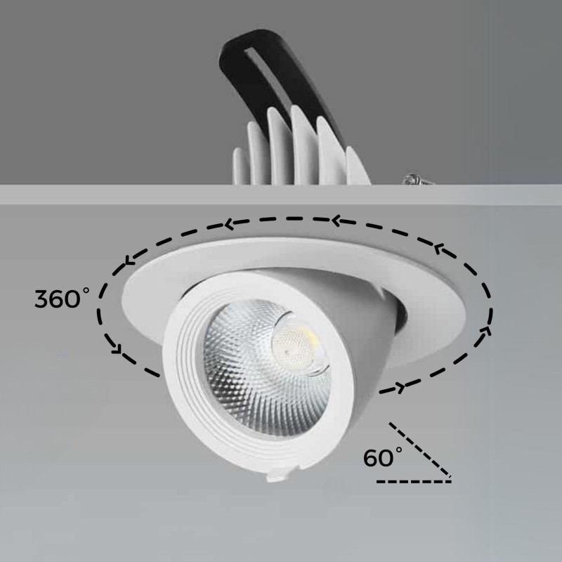 Projecteur LED rond encastrable orientable 360°- 20W - SNAKE