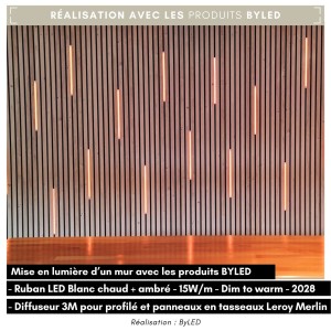Diffuseur givré 12mm de large pour panneaux en tasseaux de bois