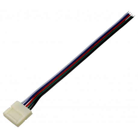 Connecteur ruban LED RGB+W 12 mm câble 15 cm + click