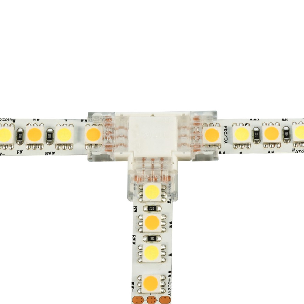 Jonction en T pour ruban LED CCT IP20 10mm sans soudure "Click"
