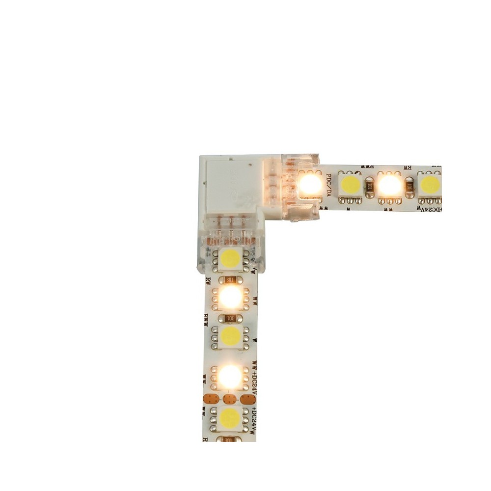 Jonction en L pour ruban LED CCT IP20 10mm sans soudure "Click"