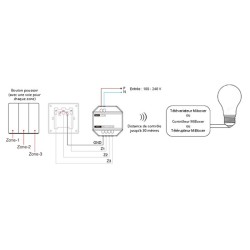 Émetteur sans fil 230V pour bouton poussoir - Compatible boîte d'encastrement - 2.4GHz - MiBoxer PUSH1-3