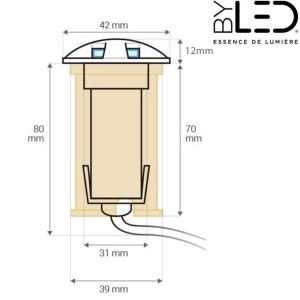 Spot LED encastré de sol rond balise 3D 42mm - 1W - 12V ou 24V - Inox - QINOX
