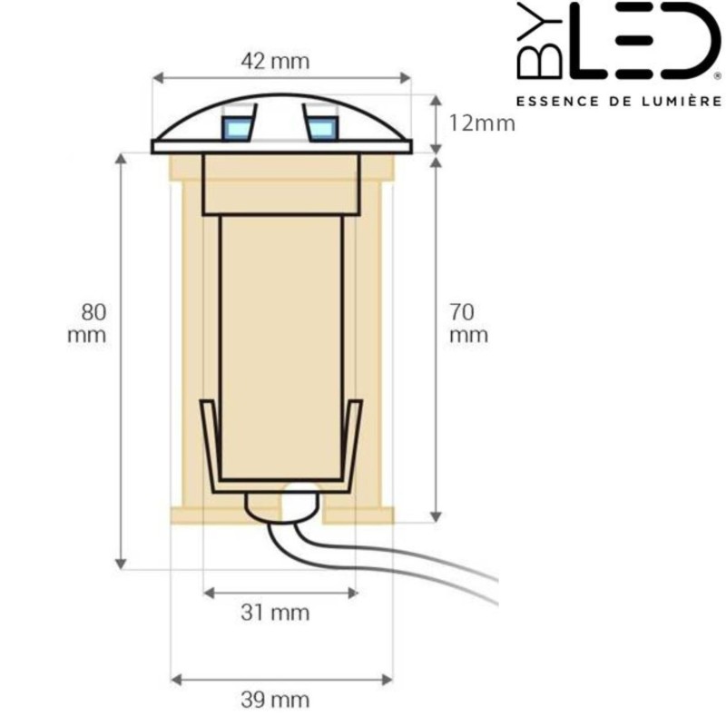 Spot LED encastré de sol balise inox 1W - 12V - QINOX 42 mm