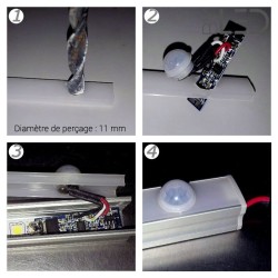Détecteur de mouvement + temporisation pour profilé ruban LED