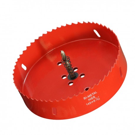 Scie cloche 145mm HSS Bi-métal M42 à ressort d'évacuation / Trépan 145mm de qualité professionnelle