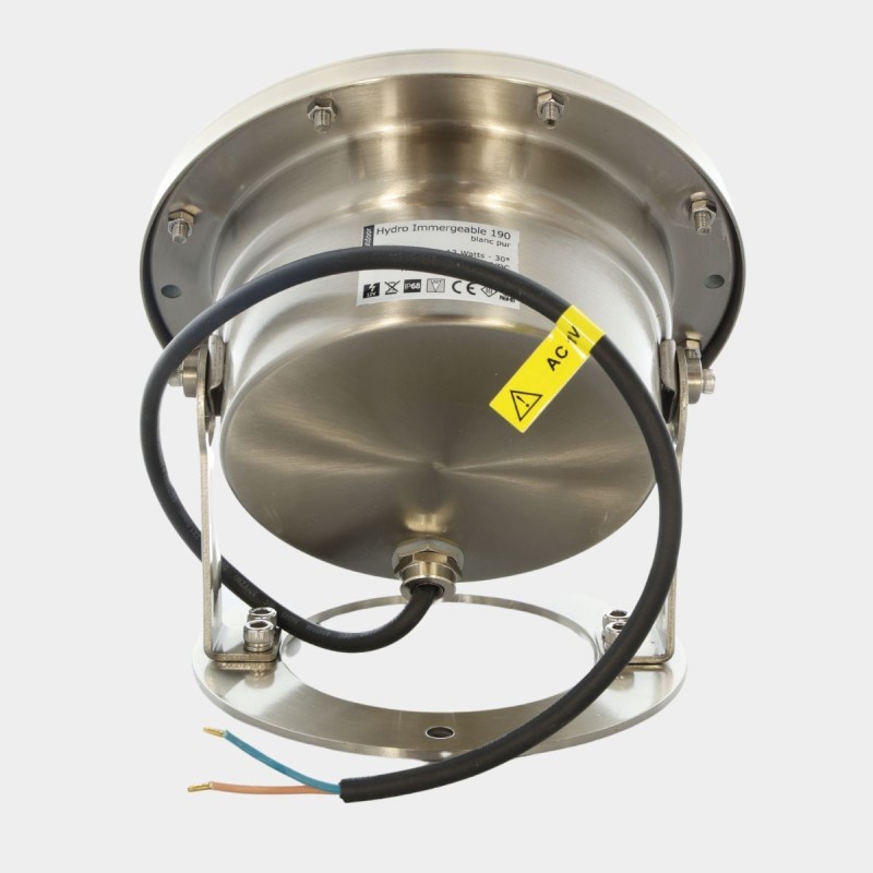 Spot LED encastré de sol immergeable inox 12W - 12V - Hydro 190mm