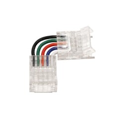 Jonction en L pour ruban LED RGBW 12mm sans soudure "Click"