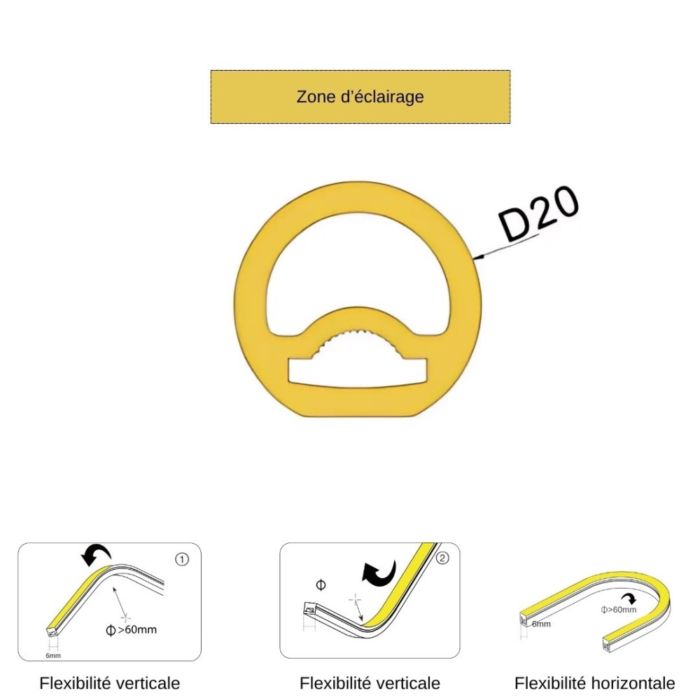 Tube néon flex pour ruban LED rond – 270° – R20