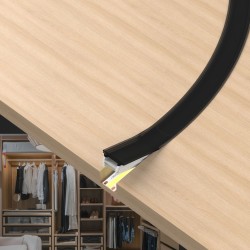 Diffuseur néon flex en T pour ruban LED Noir - 10 à 11mm - Direct - D1010T - à la coupe