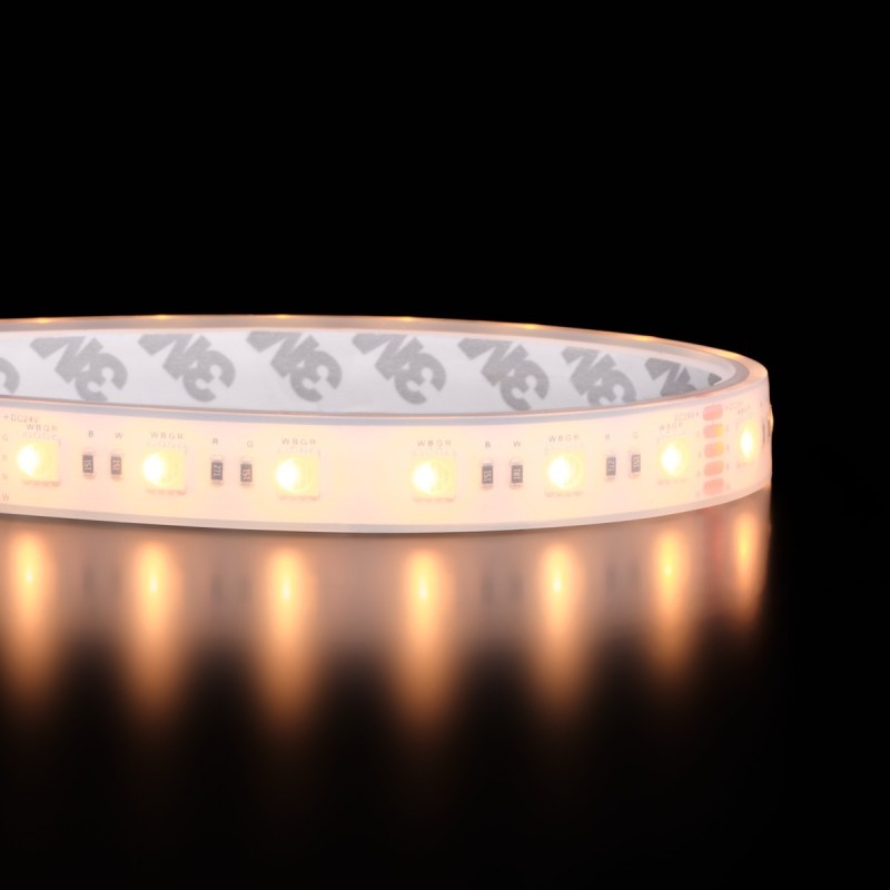 Ruban LED vendu au mètre - 19,2 W/m - IP68 - RGB & Blanc chaud - 60 LED/m - 24V