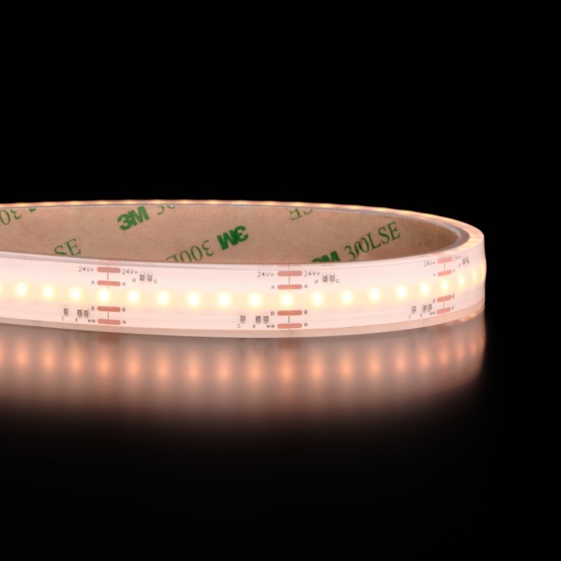 Ruban LED COB couleurs RGBCCT à la coupe, étanche IP68, 840 LED/m