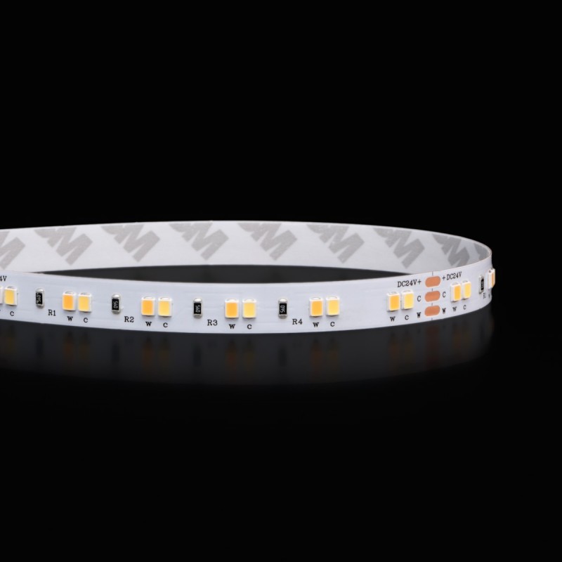 Ruban LED blanc chaud + froid (CCT) - 14,4W/m - IP65 - 120 LED/m - 2835+ - à la coupe - 24V