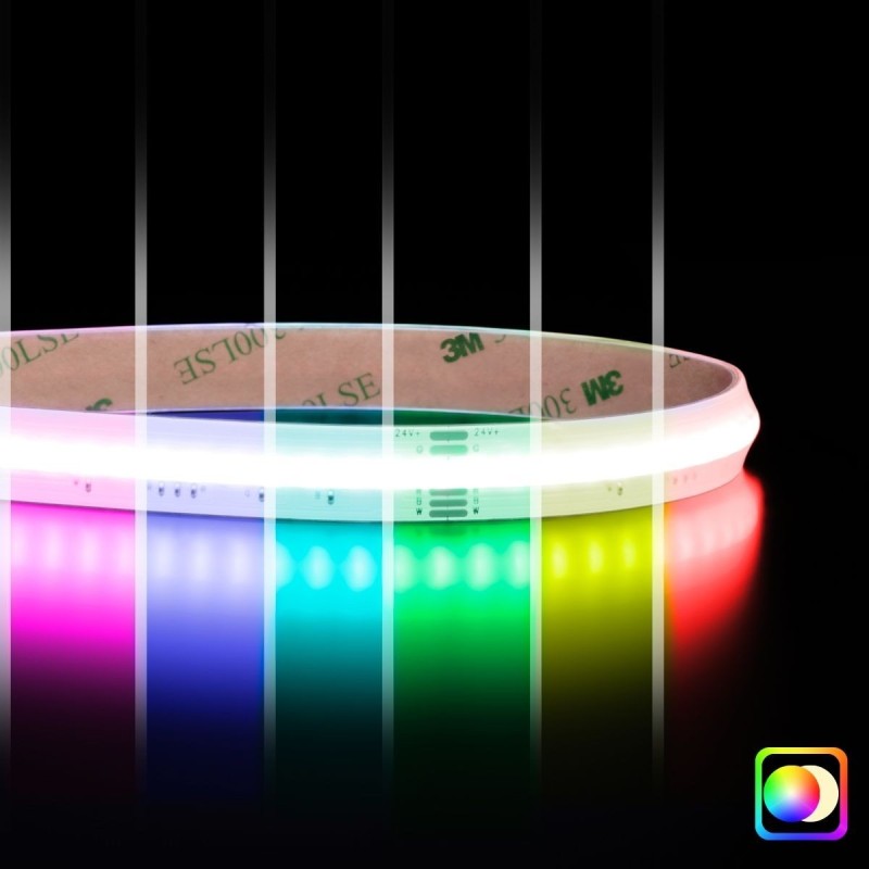 Ruban LED COB RGBW - 18W/m - IP65- 784 LED/m - 24V