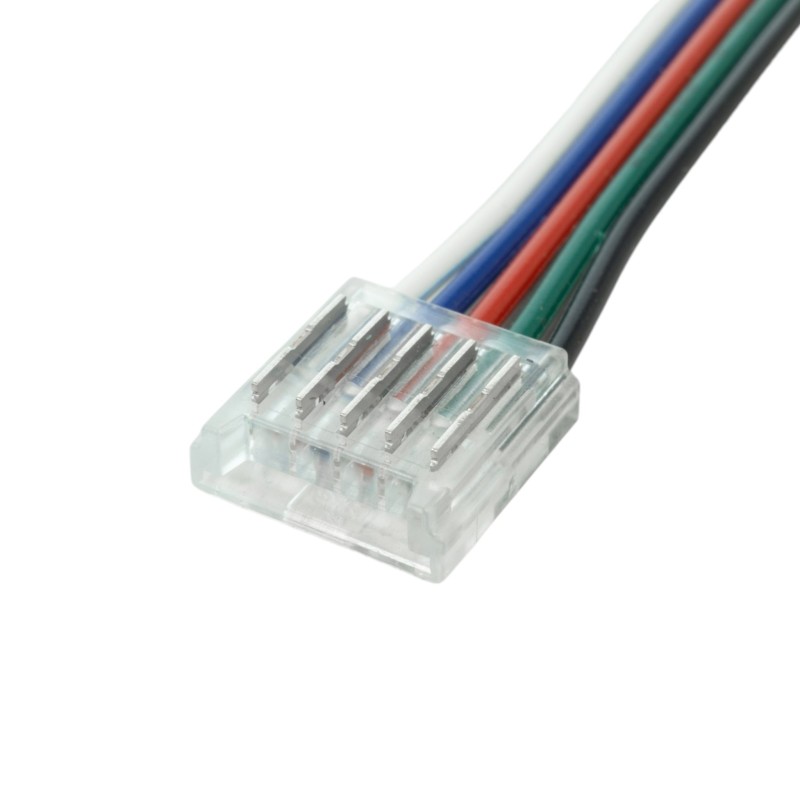 Connecteur ruban LED RGB+W 12mm Click + câble 15 cm + click