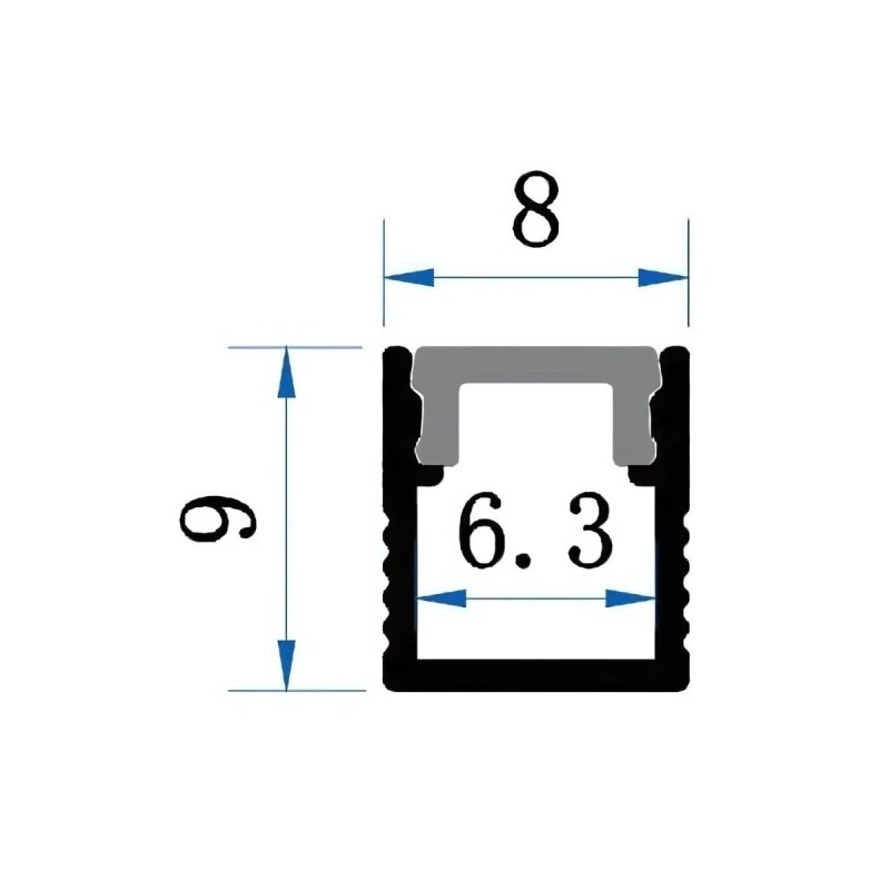 Profilé aluminium noir en applique pour ruban LED - C55