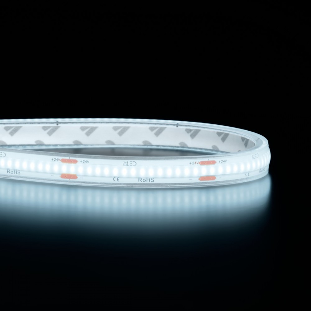 Ruban LED COB Haute luminosité (130 lm/W) - 8W/m - IP68 - Blanc-  320 LED/m - à la coupe - 24V