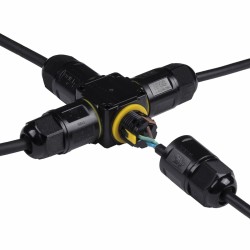 Connecteur étanche en croix à levier – 3 pôles – Axial