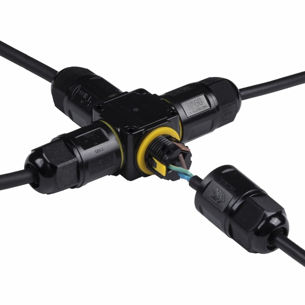 Connecteur étanche en croix et  à levier – 3 pôles – Axial