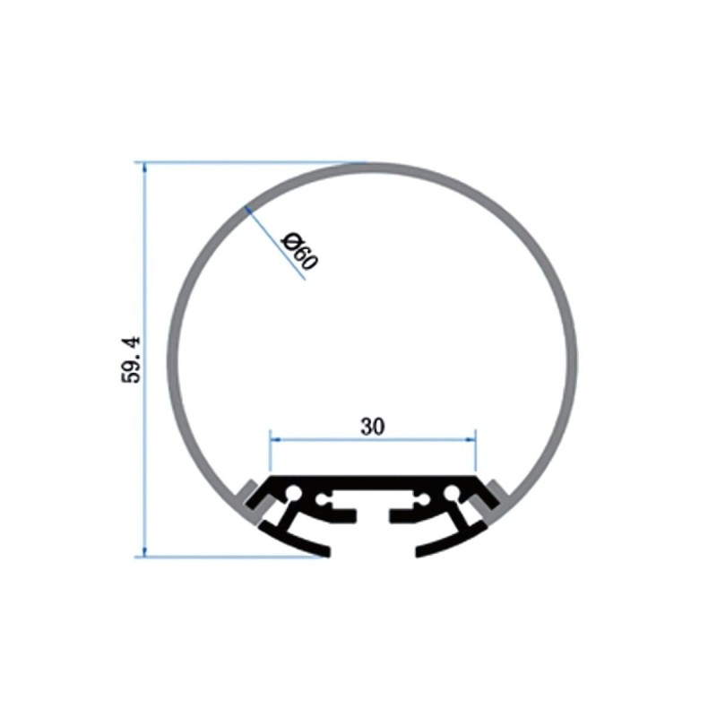 Profilé aluminium rond en suspension pour ruban LED - T33 - Craft