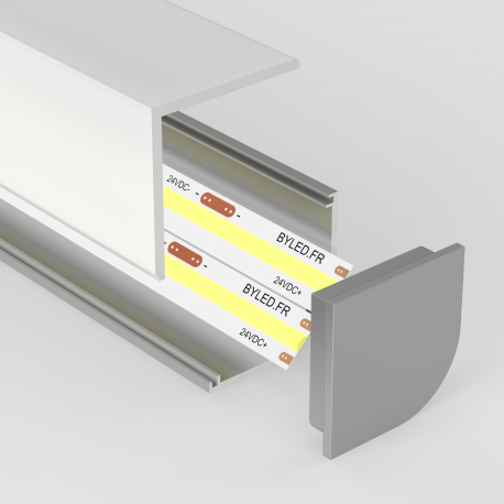 Profilé aluminium d'angle pour ruban LED avec diffuseur carré - A44 - CRAFT