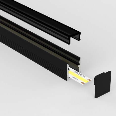 Profilé aluminium noir en applique pour ruban LED - C55