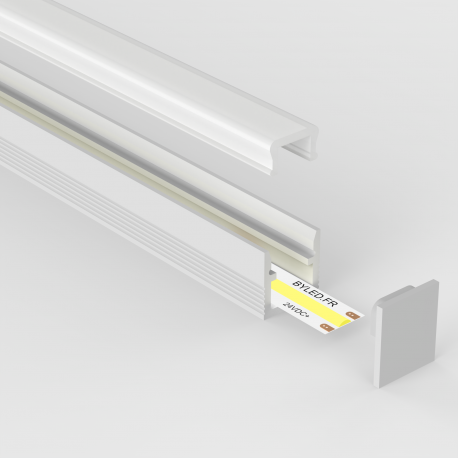 Profilé aluminium blanc en applique pour ruban LED - C55