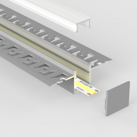 Profilé LED aluminium encastrable à plâtrer - E25 - Diffuseur givré