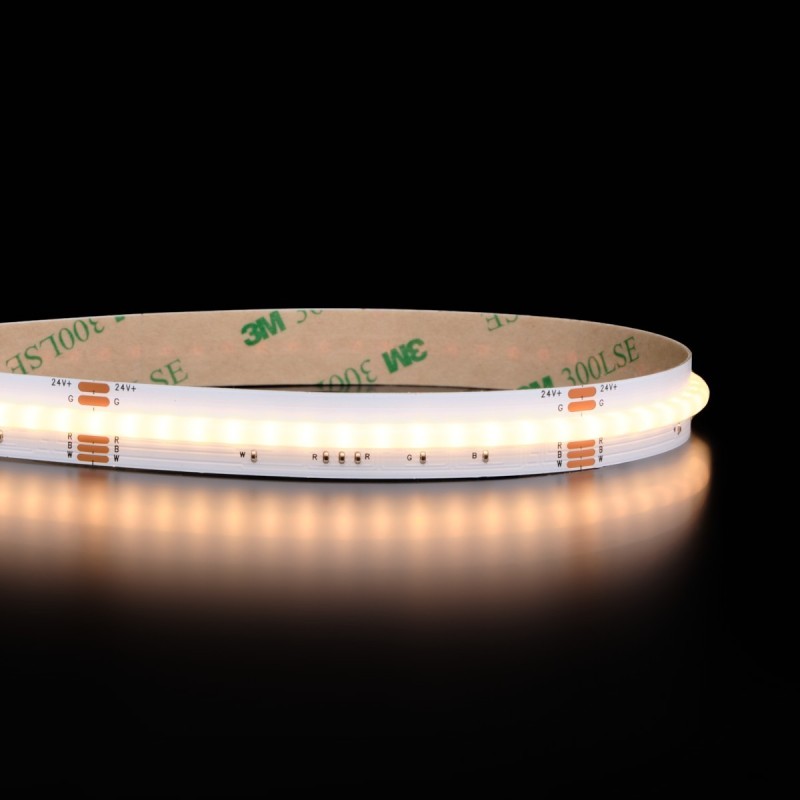 Ruban LED COB RGB & Blanc chaud à la coupe - 18W/m - IP20- 784 LED/m - 24V