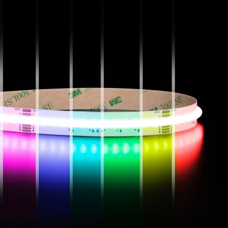 Ruban LED COB RGB & Blanc chaud à la coupe - 18W/m - IP20- 784 LED/m - 24V