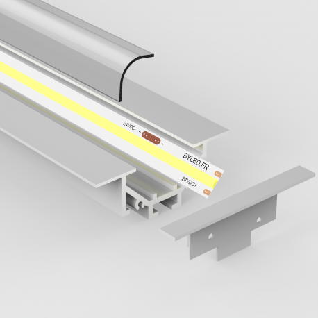 Profilé LED aluminium corniche encastrable – CRAFT – M05 - Diffuseur transparent