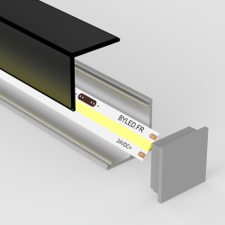 Profilé aluminium d'angle pour ruban LED avec diffuseur carré - A01 - CRAFT