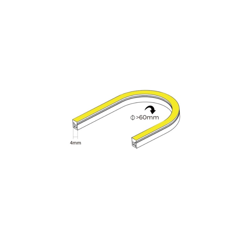 Néon flex avec ruban LED - 10W/m - IP68 - 180 LED/m - 24V - Latéral -  L0410T - à la coupe