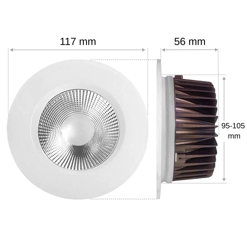 Spot LED encastrable fixe blanc - 10W - 230V - IP64 - RT2012/RE2020 - COBOX