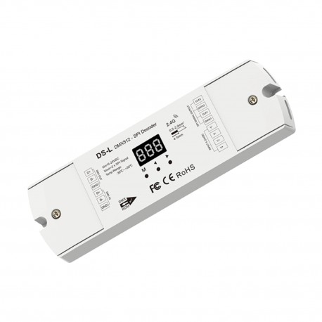 Contrôleur DMX512 vers SPI pour éclairage digital blanc, RGB ou RGBW de 5 à 24V - 10A - de 5 à 24V - DS-L